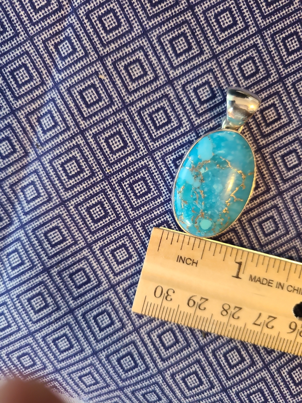 Blue Turquoise Oval Pendant - Sterling Silver - Picture 5 of 5